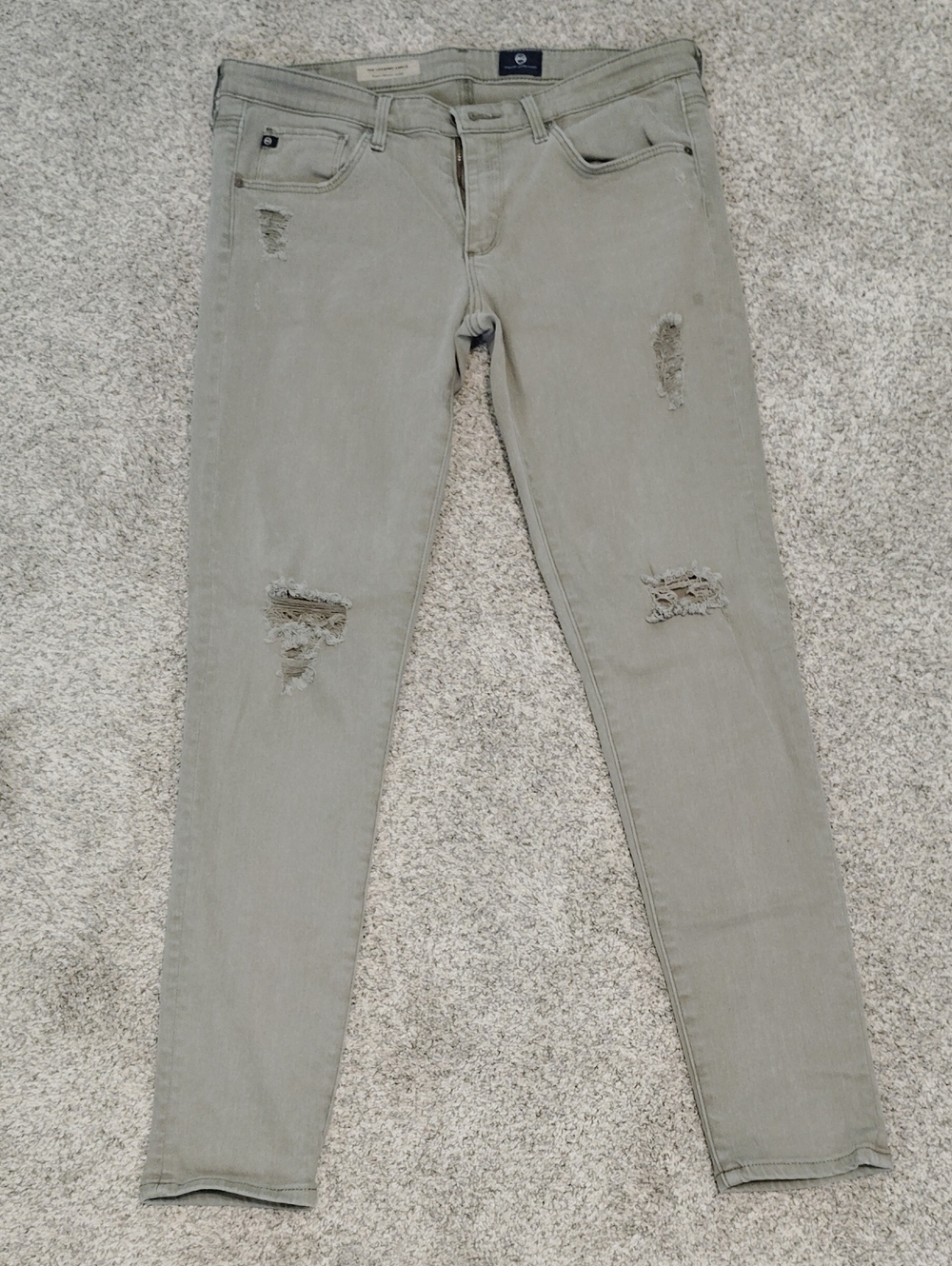 AG Adriano Goldschmied Women's Distressed Skinny Jeans in Sage